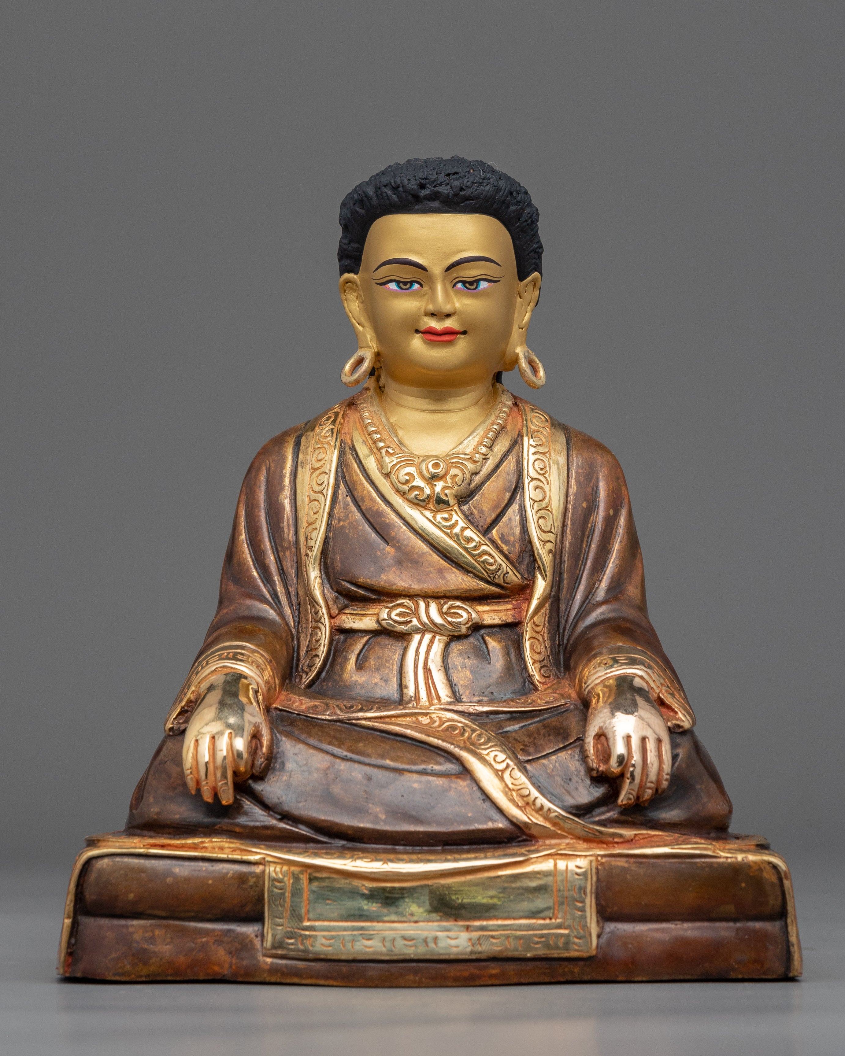 Gold Gilded Buddhist Master Statues Set |  Milarepa, Marpha & Gampopa Statue