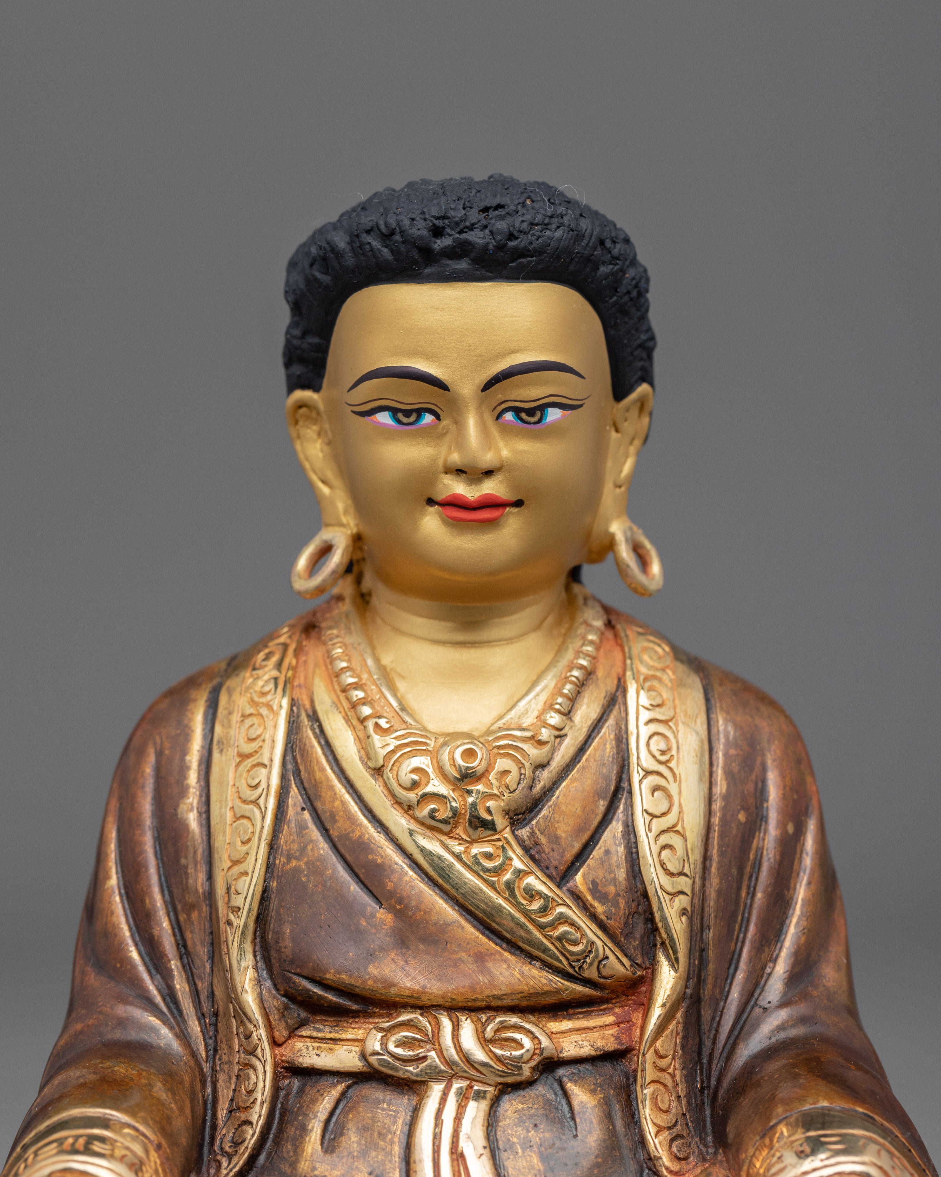 Gold Gilded Buddhist Master Statues Set |  Milarepa, Marpha & Gampopa Statue