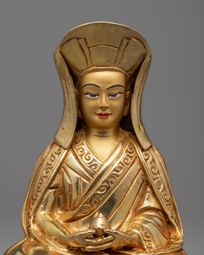Tibetan Guru Statues Set | Gold Gilded Milarepa, Marpha & Gampopa Statue