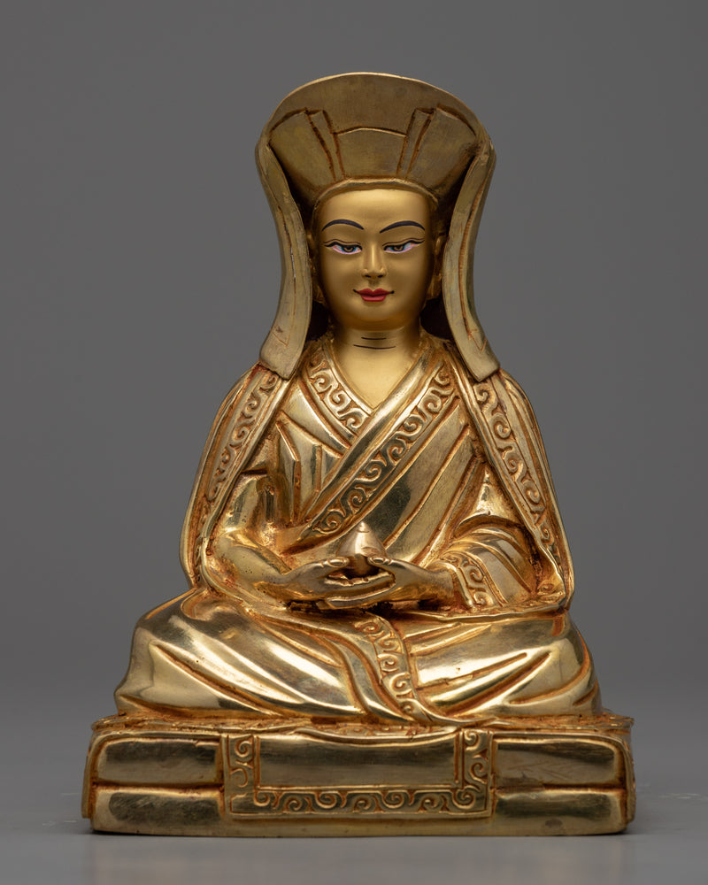 Tibetan Guru Statues Set | Gold Gilded Milarepa, Marpha & Gampopa Statue