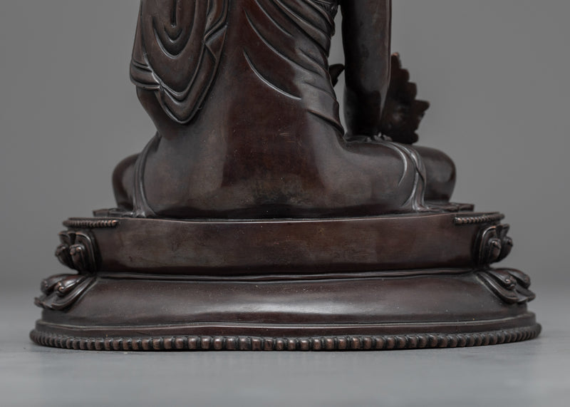 Bhaisajyaguru Medicine Buddha Statue for Healing | Oxidized Copper Buddhist Art