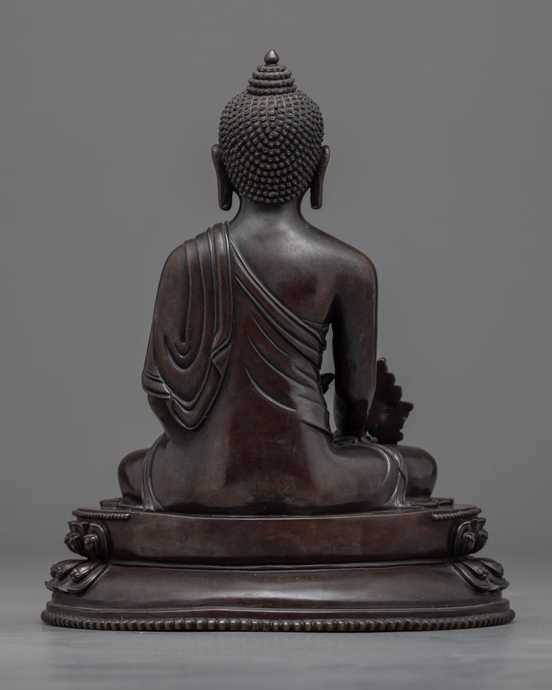 Bhaisajyaguru Medicine Buddha Statue for Healing | Oxidized Copper Buddhist Art