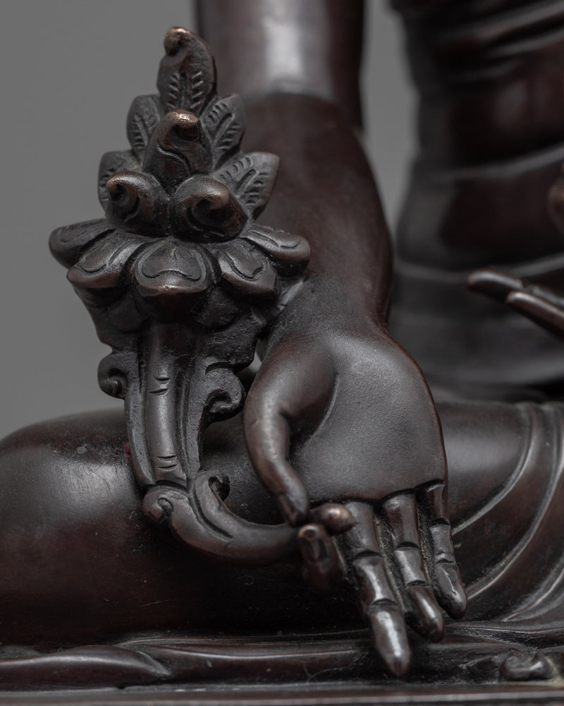 Bhaisajyaguru Medicine Buddha Statue for Healing | Oxidized Copper Buddhist Art