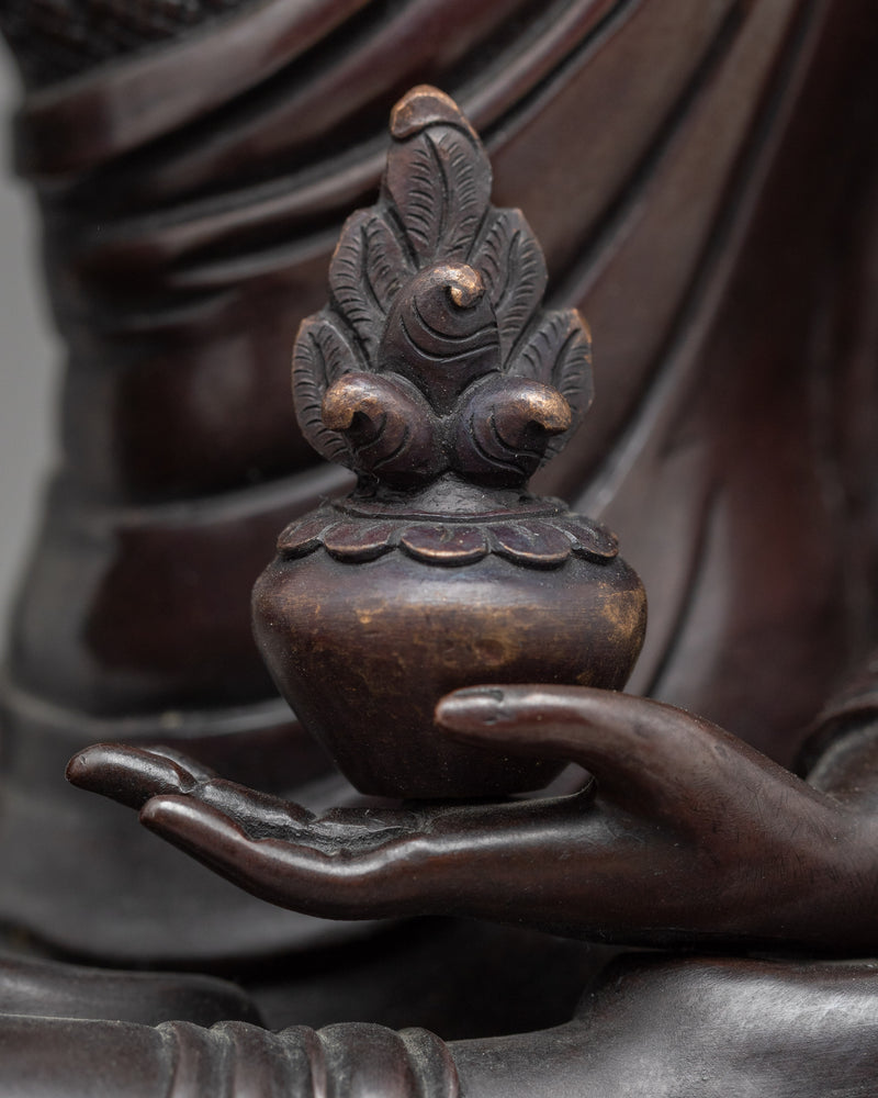 Bhaisajyaguru Medicine Buddha Statue for Healing | Oxidized Copper Buddhist Art