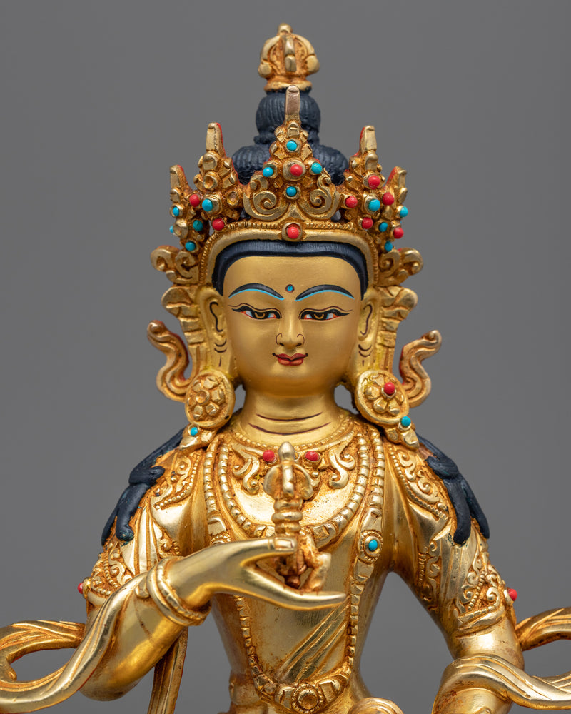 Vajrasattva, Dorje Sempa Mantra Practice Statue | Gold-Plated Himalayan Buddhist Art