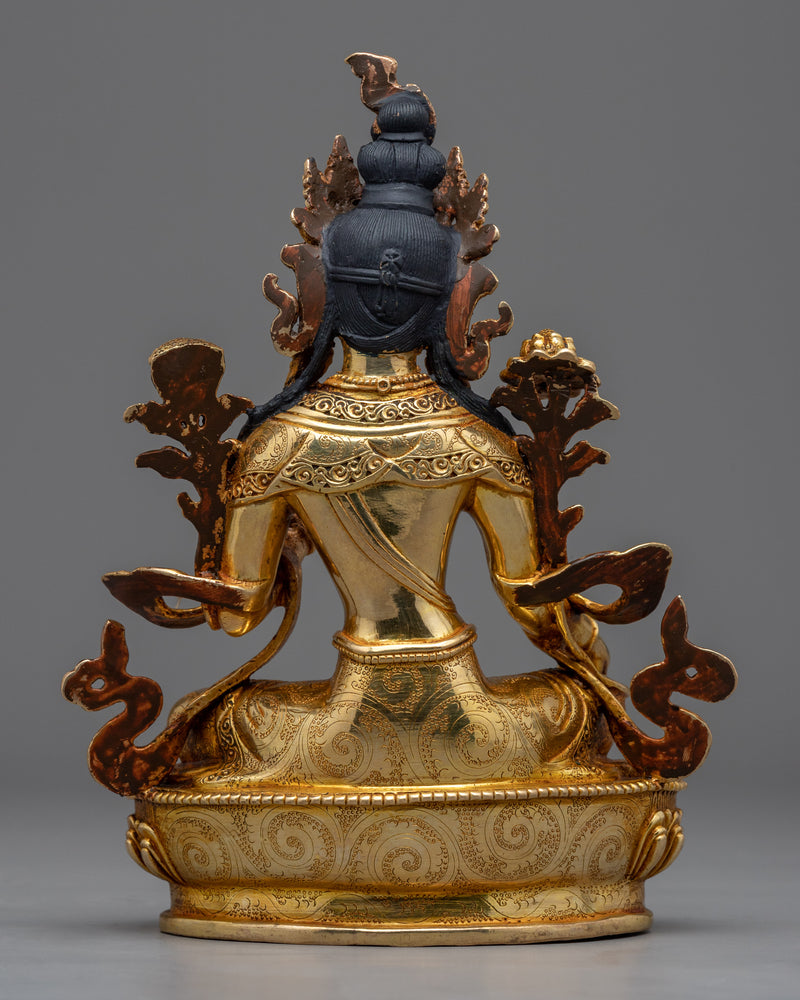 Green Tara, Boddhisattva Wisdom and Compassion Statue | Gold Gilded Buddhist Art