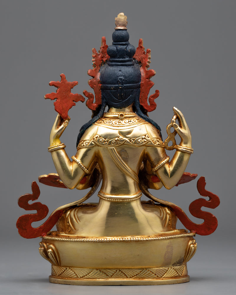 Four Armed Chenrezig Statue | Traditional Himalayan Bodhisattva Statue