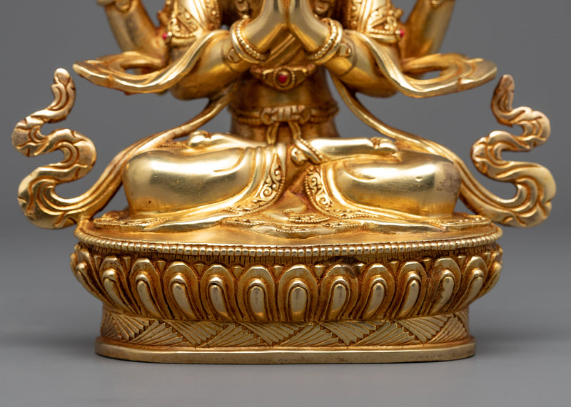 Four Armed Chenrezig Statue | Traditional Himalayan Bodhisattva Statue