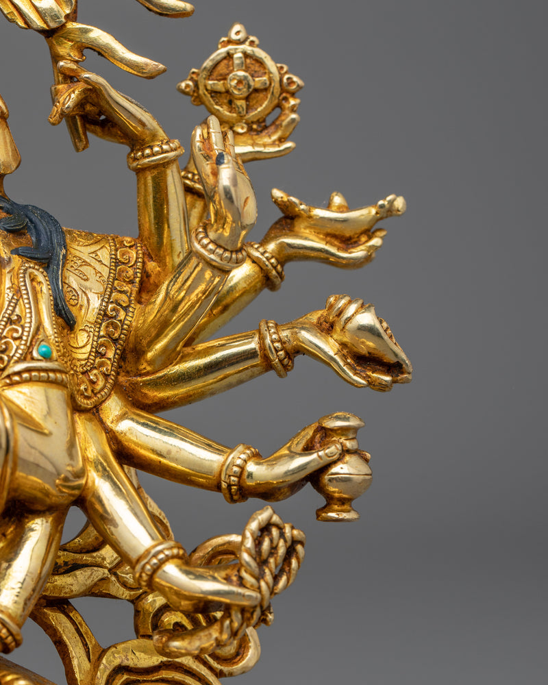 Cundi Bodhisattva Gilded in Pure Gold | Zhǔntí Púsà Hand-Carved Statue