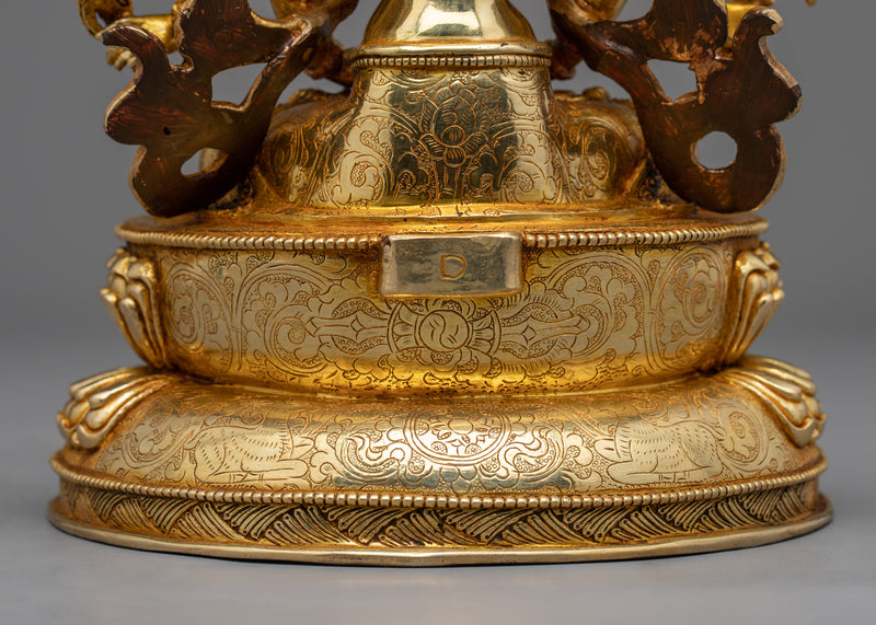 Cundi Bodhisattva Gilded in Pure Gold | Zhǔntí Púsà Hand-Carved Statue