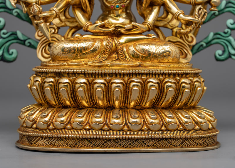 Cundi Bodhisattva Gilded in Pure Gold | Zhǔntí Púsà Hand-Carved Statue
