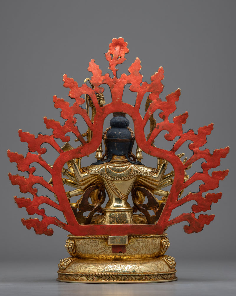 Cundi Bodhisattva Gilded in Pure Gold | Zhǔntí Púsà Hand-Carved Statue