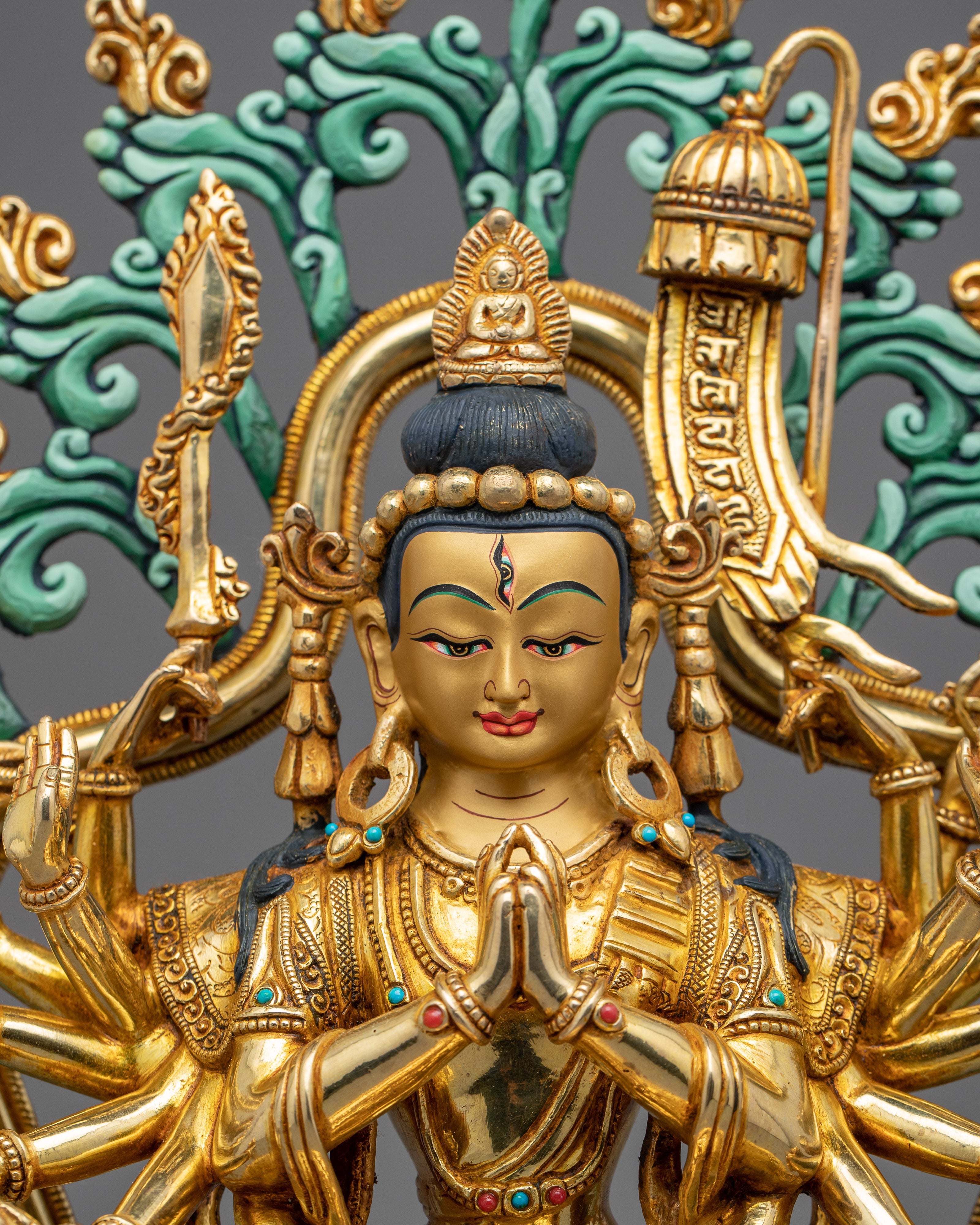Cundi Bodhisattva Gilded in Pure Gold | Zhǔntí Púsà Hand-Carved Statue