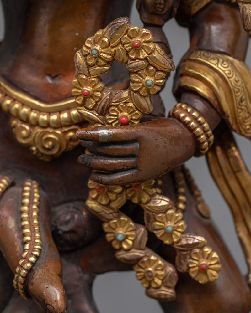 Gold Gilded Kurukulla Dakini Statue | Hand Carved Himalayan Buddhist Statue