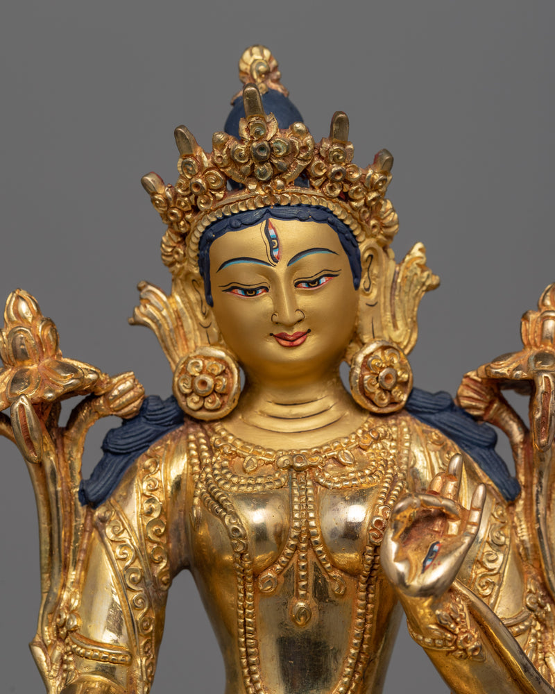 White Tara Figurine for Meditation & Ritual | Hand Carved Buddhist Statue