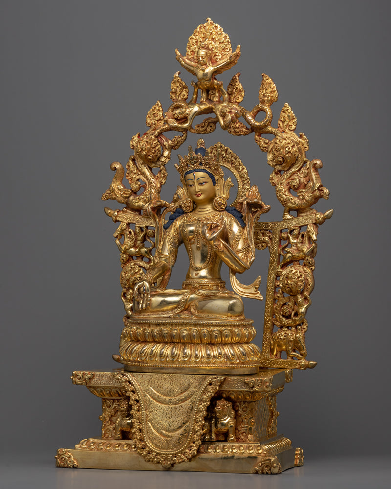 White Tara Figurine for Meditation & Ritual | Hand Carved Buddhist Statue