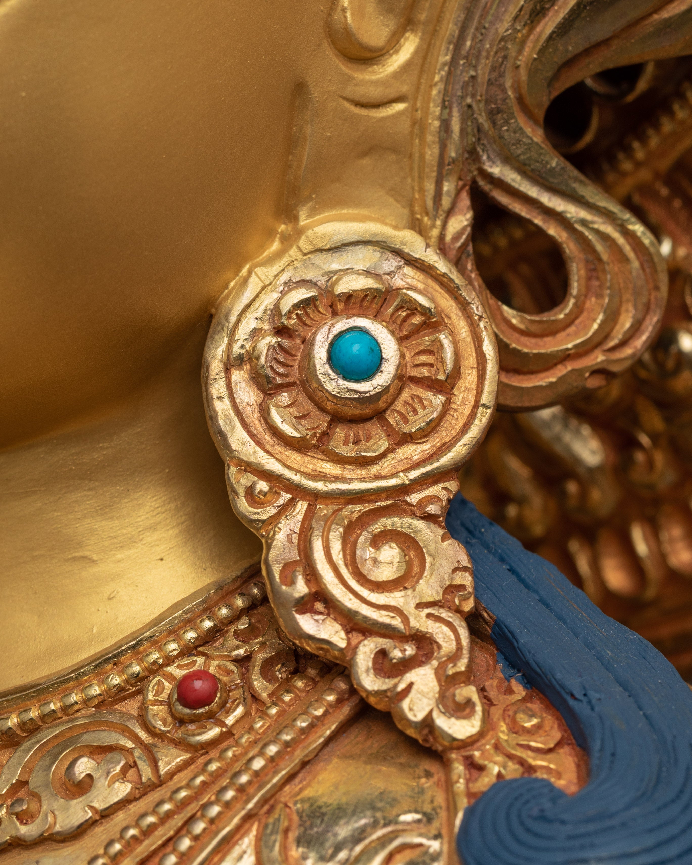 Gold Gilded Four Armed Chenrezig Sculpture | Himalayan Buddhist Art