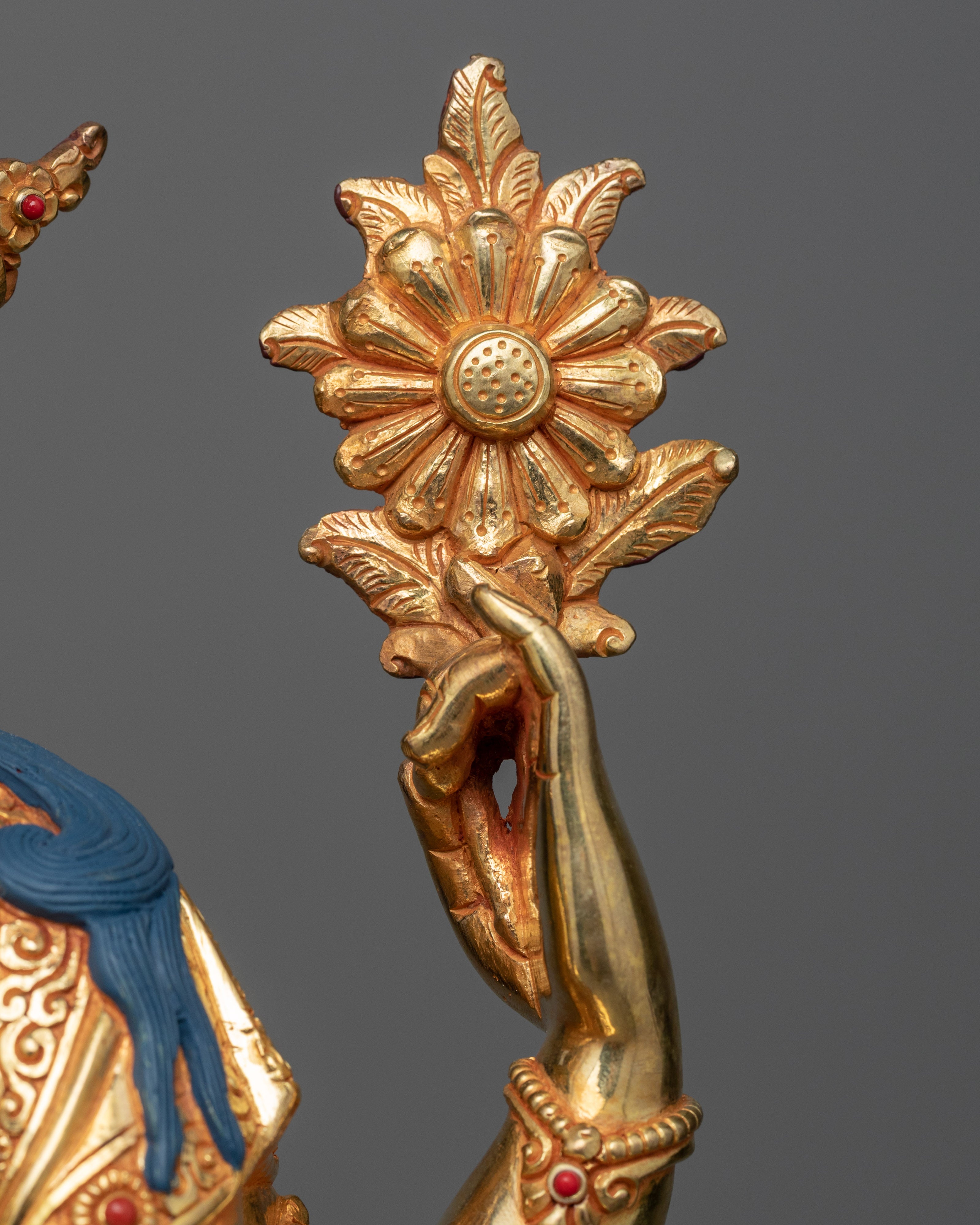 Gold Gilded Four Armed Chenrezig Sculpture | Himalayan Buddhist Art