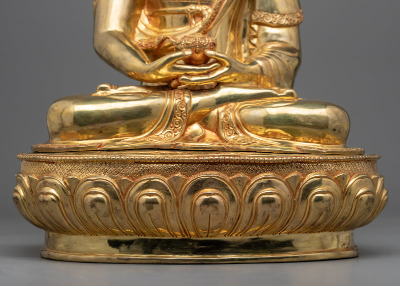 Buddha Amitabha Statue for Meditation & Rituals | Gold-Plated Tibetan Art