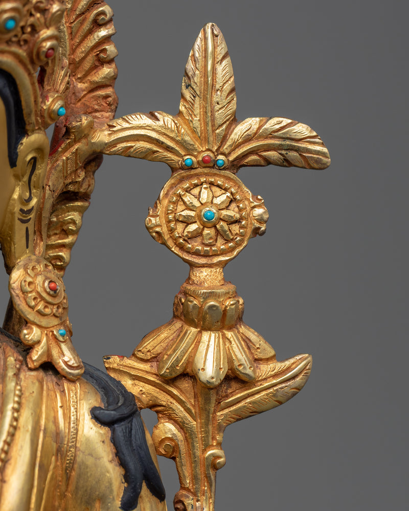 24K Gold Gilded Buddha Maitreya Statue | Traditional Himalayan Artwork of Nepal