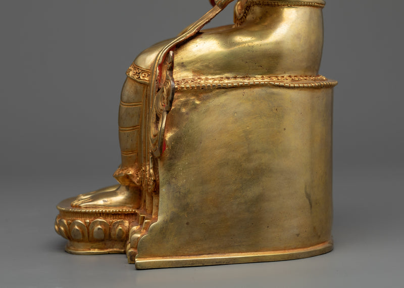 24K Gold Gilded Buddha Maitreya Statue | Traditional Himalayan Artwork of Nepal