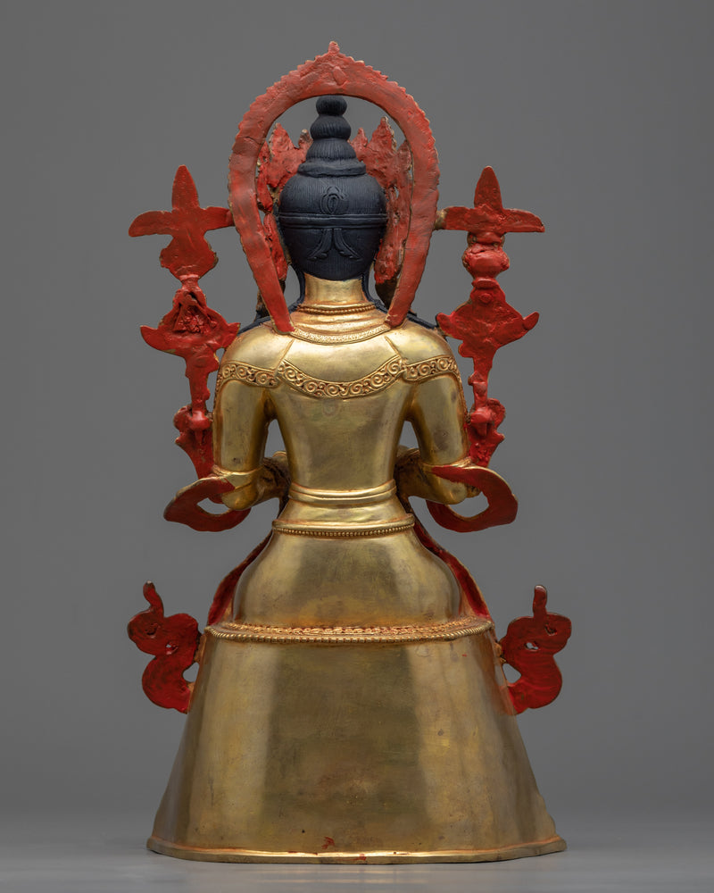 24K Gold Gilded Buddha Maitreya Statue | Traditional Himalayan Artwork of Nepal