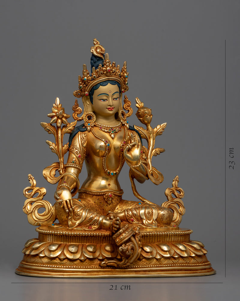 Green Tara, Bodhisattva Female Statue | Buddhist Traditional Sculpture