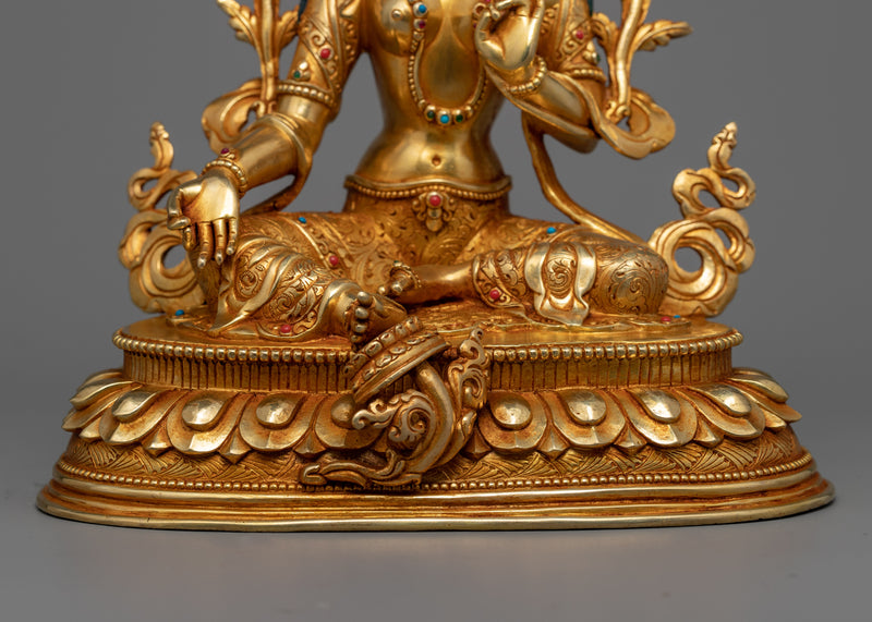 Green Tara, Bodhisattva Female Statue | Buddhist Traditional Sculpture
