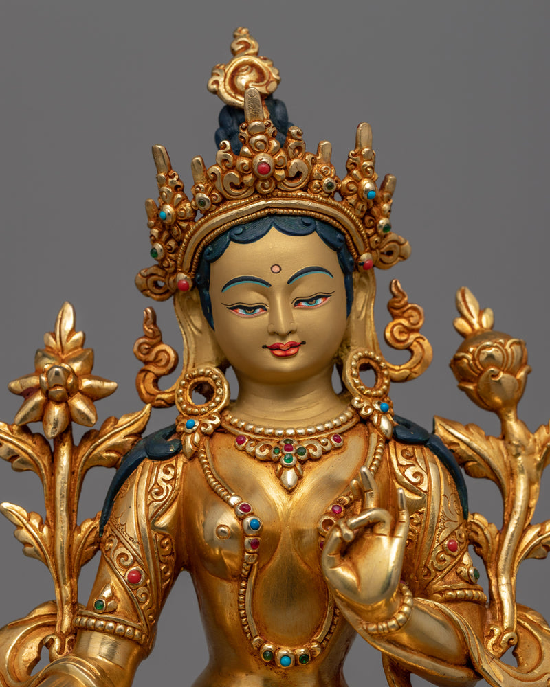 Green Tara, Bodhisattva Female Statue | Buddhist Traditional Sculpture