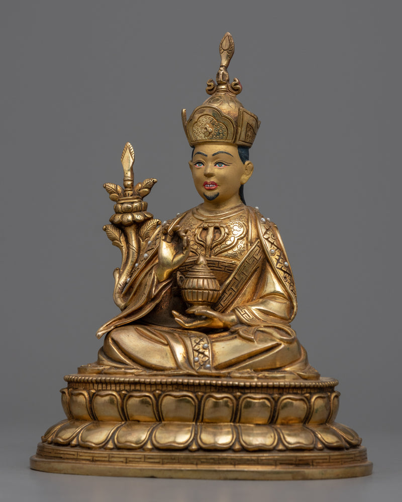 The 16th Karmapa Statue Gilded in Gold | Finely Carved Traditional Himalayan Art