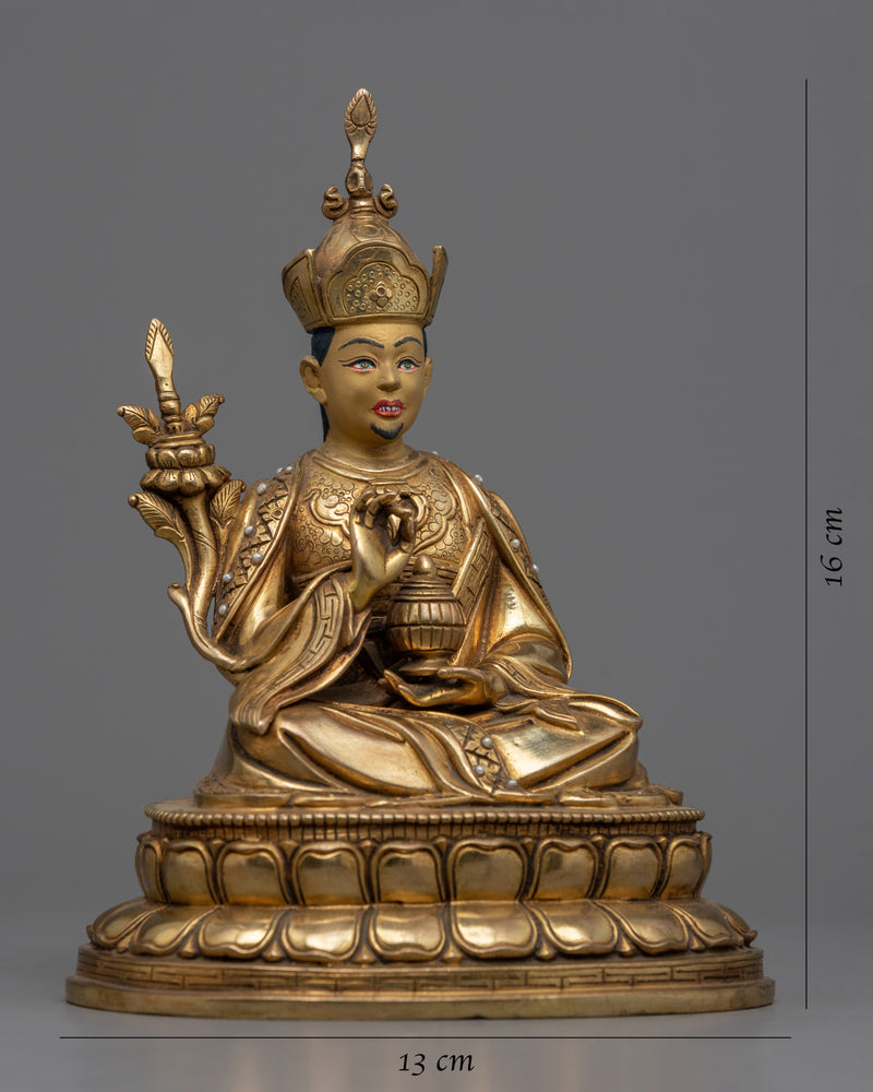 The 16th Karmapa Statue Gilded in Gold | Finely Carved Traditional Himalayan Art
