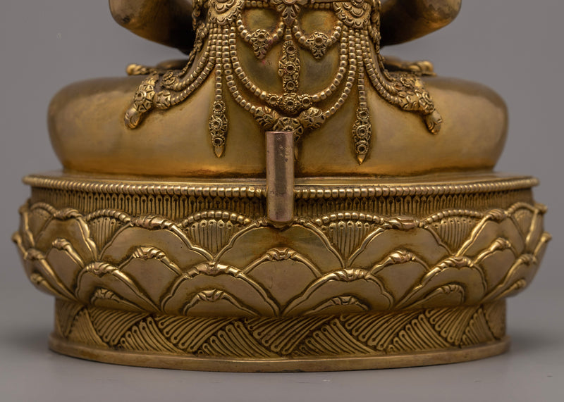 Gold Gilded Three Buddha Statues | Medicine Buddha, Shakyamuni Buddha, Amitabha Buddha