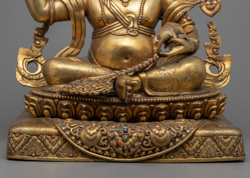 Gold Gilded Dzambhala Statue | Buddhist Wealth Deity Statue