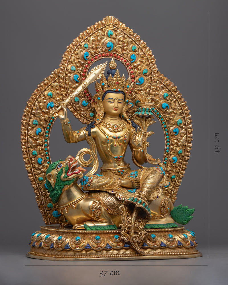 Hand-Carved Bodhisattva Manjushri Statue | Bodhisattva of Wisdom Statuette