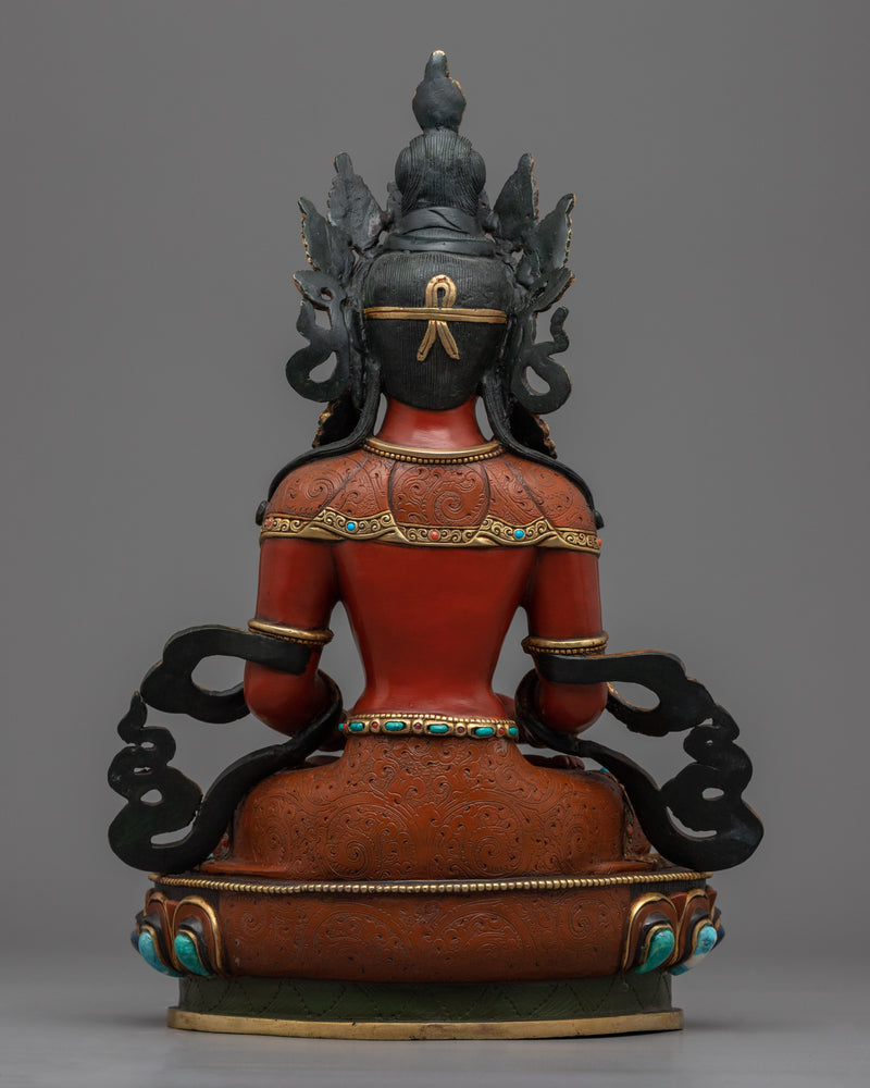 Hand-Carved Amitayus Buddha Statue | Handcrafted Buddhist Statue