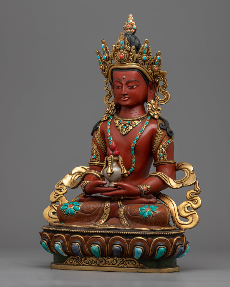Hand-Carved Amitayus Buddha Statue | Handcrafted Buddhist Statue