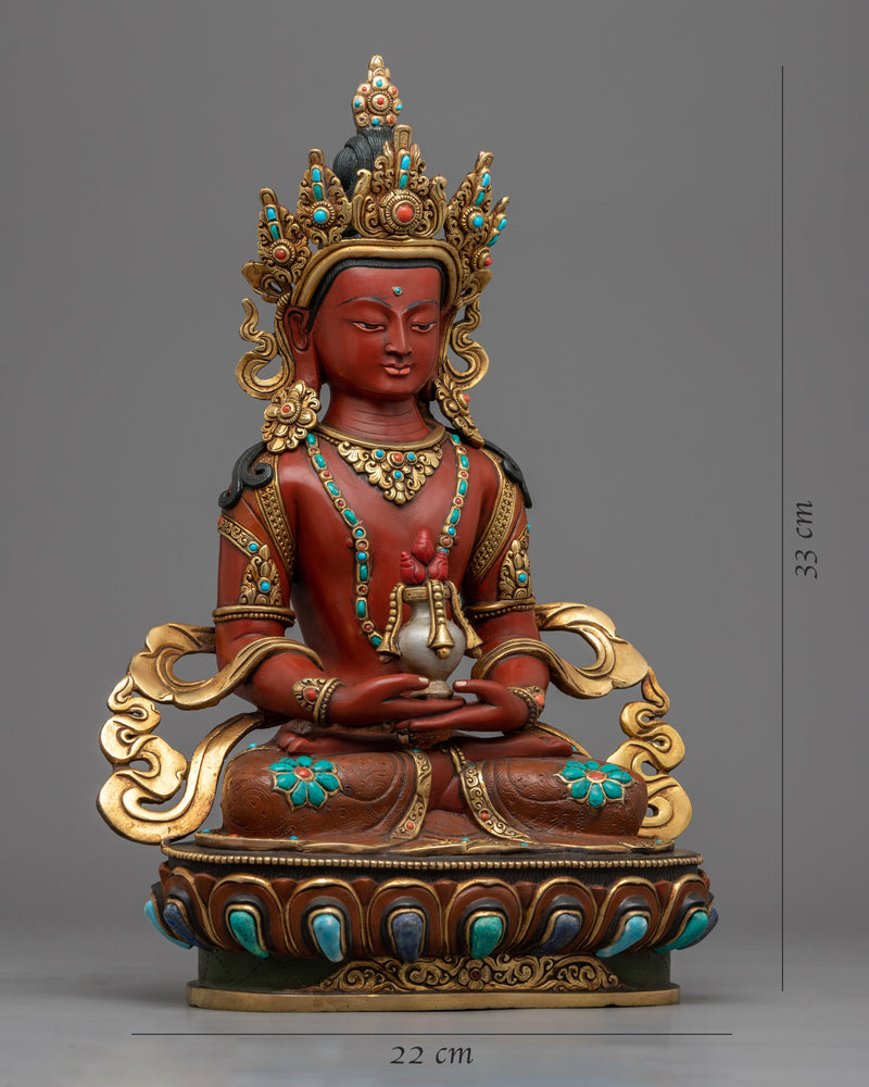 Hand-Carved Amitayus Buddha Statue | Handcrafted Buddhist Statue