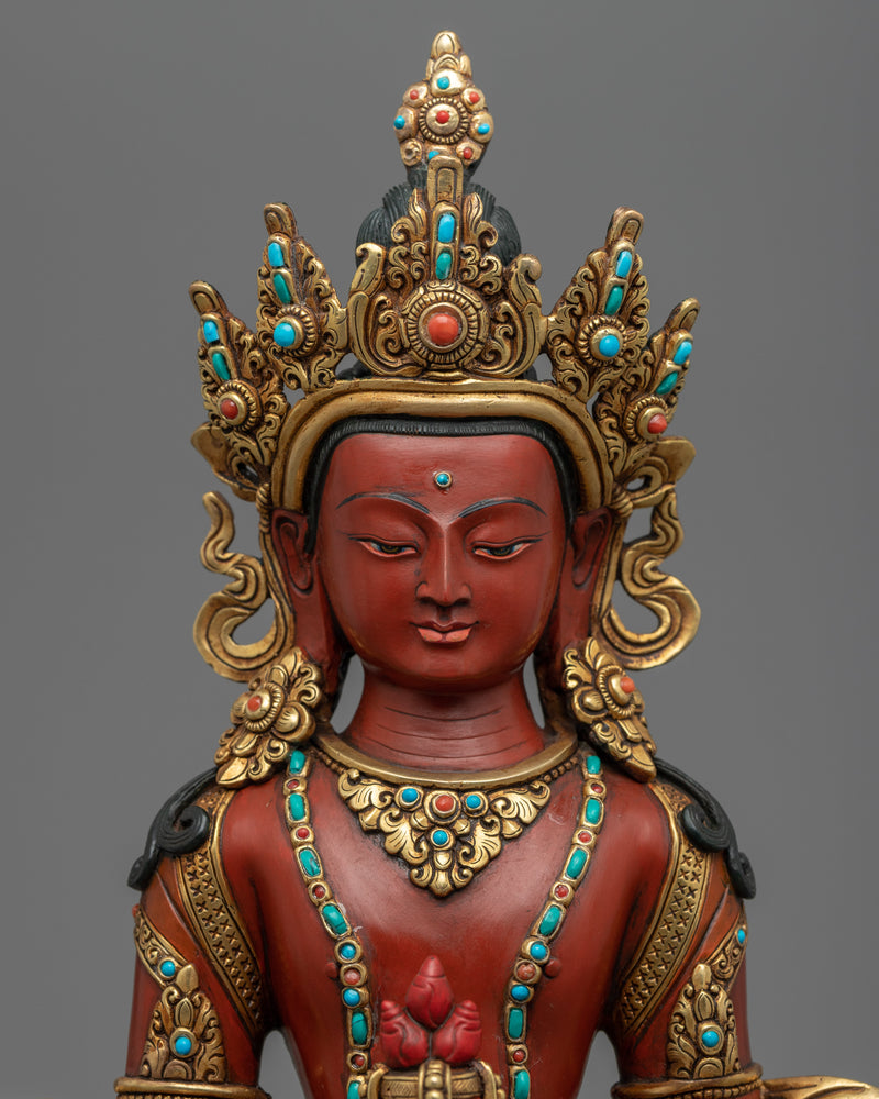 Hand-Carved Amitayus Buddha Statue | Handcrafted Buddhist Statue