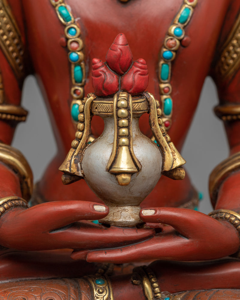 Hand-Carved Amitayus Buddha Statue | Handcrafted Buddhist Statue