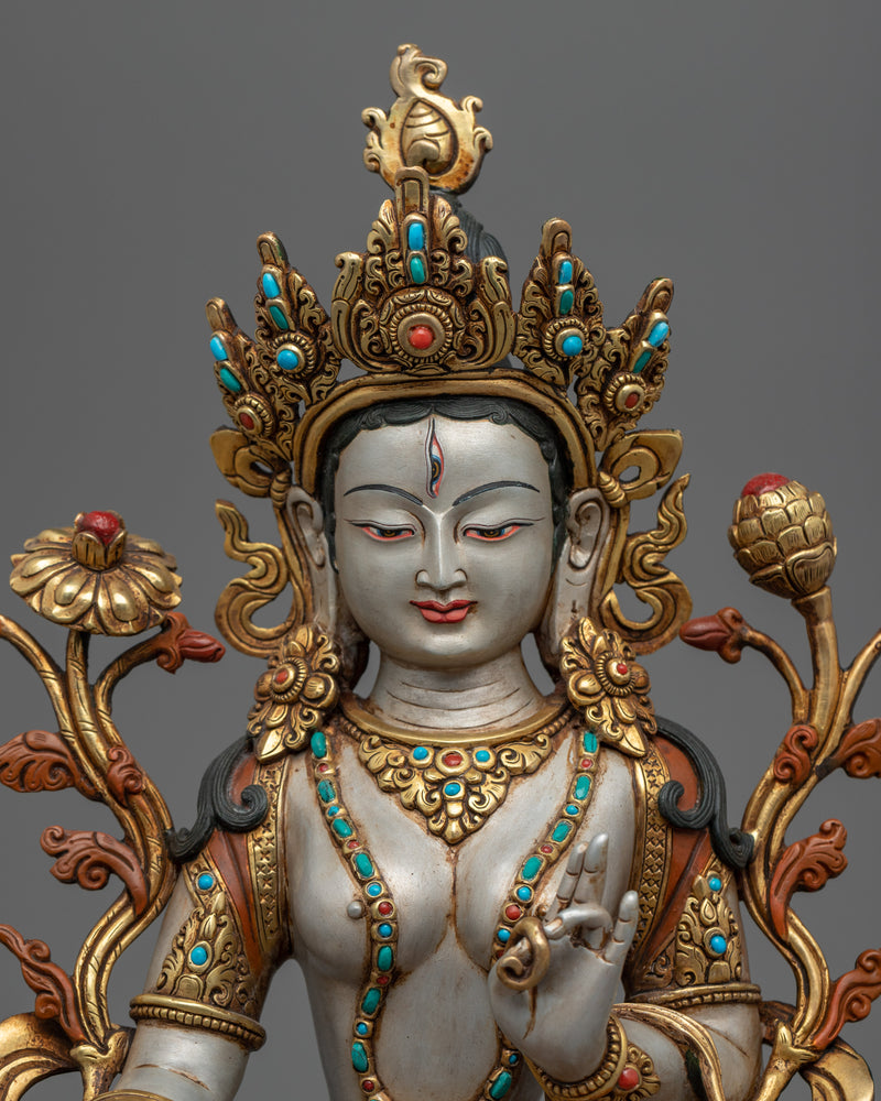 White Tara Bodhisattva Statue | Female Bodhisattva Gold Gilded Statue