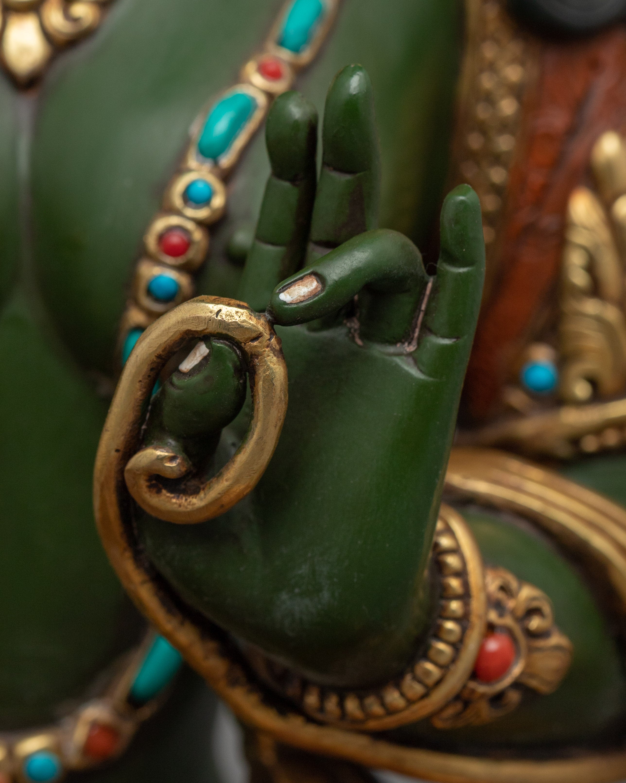 Wise Green Tara Bodhisattva Statue | Buddhist Female Bodhisattva Statue