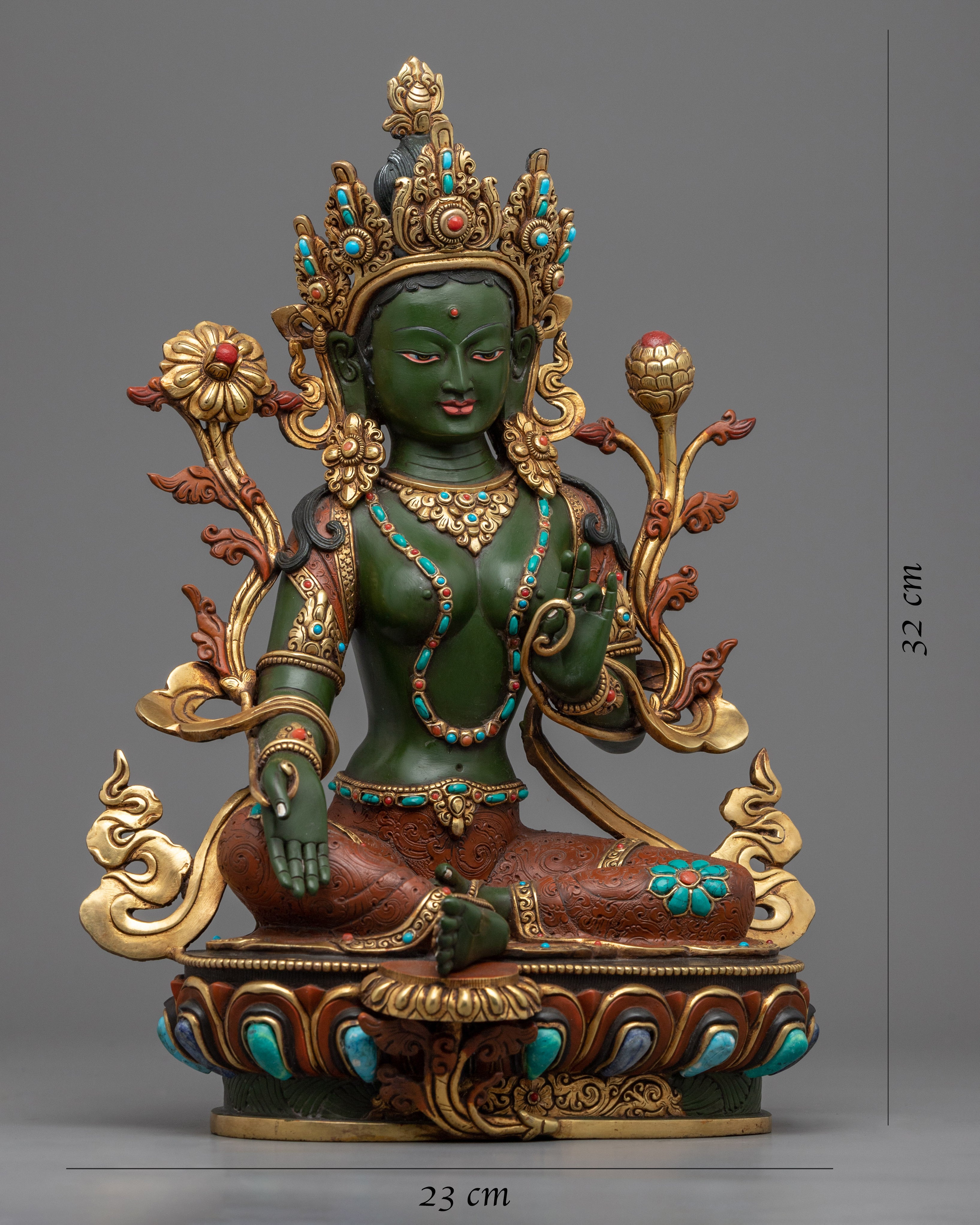 Wise Green Tara Bodhisattva Statue | Buddhist Female Bodhisattva Statue