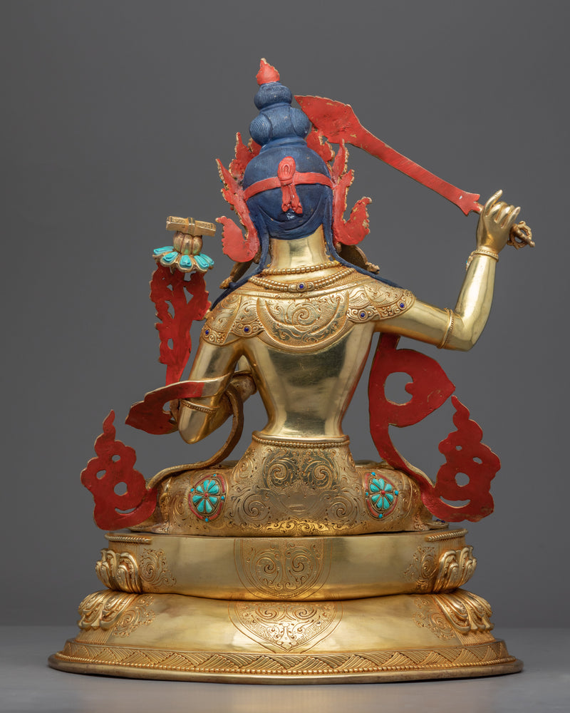 Manjushri Bodhisattva of Wisdom Statue |  Fiery Sword Wielding Bodhisattva Art