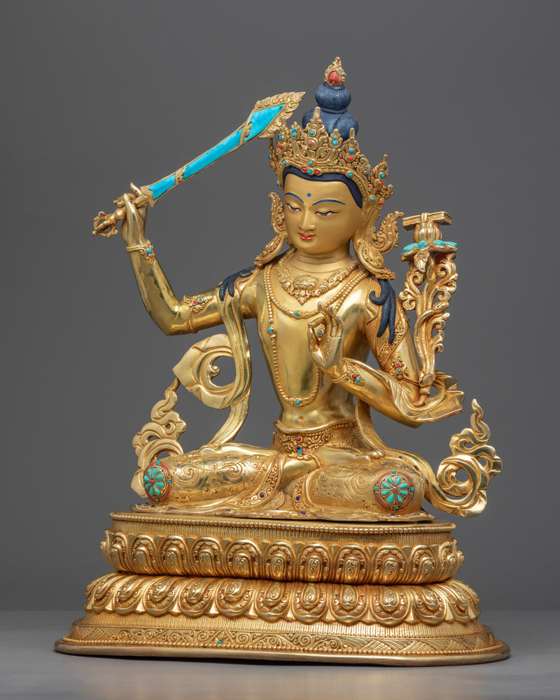 Manjushri Bodhisattva of Wisdom Statue |  Fiery Sword Wielding Bodhisattva Art