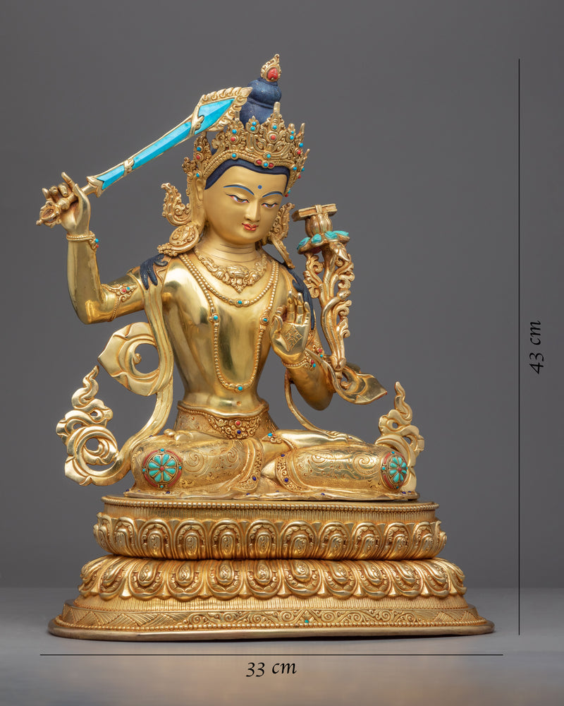 Manjushri Bodhisattva of Wisdom Statue |  Fiery Sword Wielding Bodhisattva Art