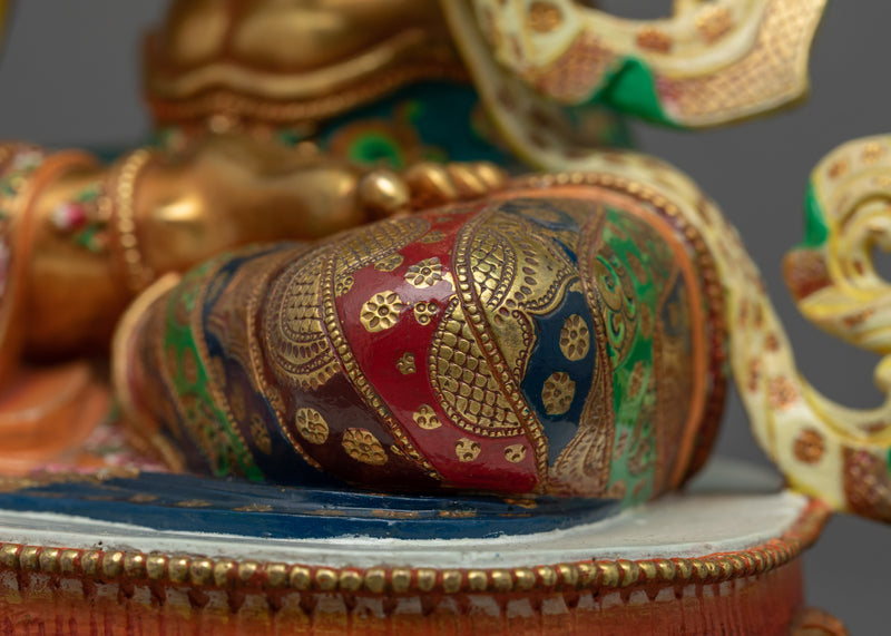 Gold Gilded Statue of 4 Armed Chenrezig |  Hand-Carved Avalokiteshvara Statue