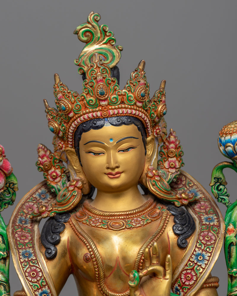Green Tara Bodhisattva Statue | Himalayan Buddhist Art of Female Bodhisattva
