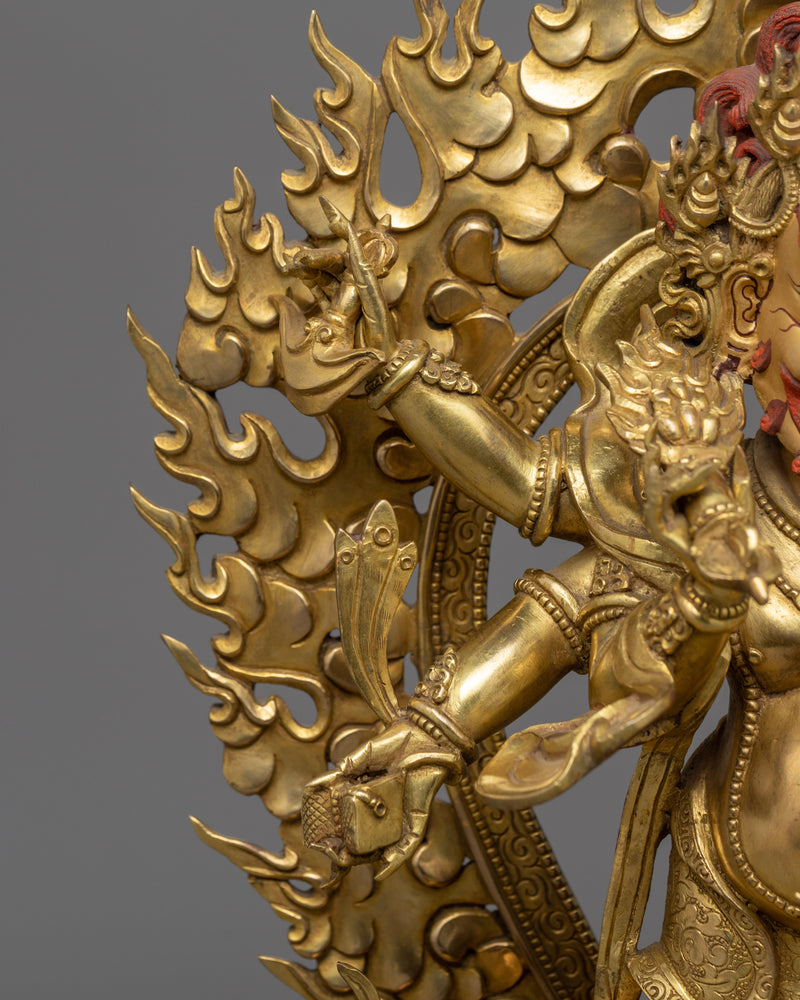 Wrathful Deity, White Mahakala Statue | Traditional Tibetan Buddhist Artwork