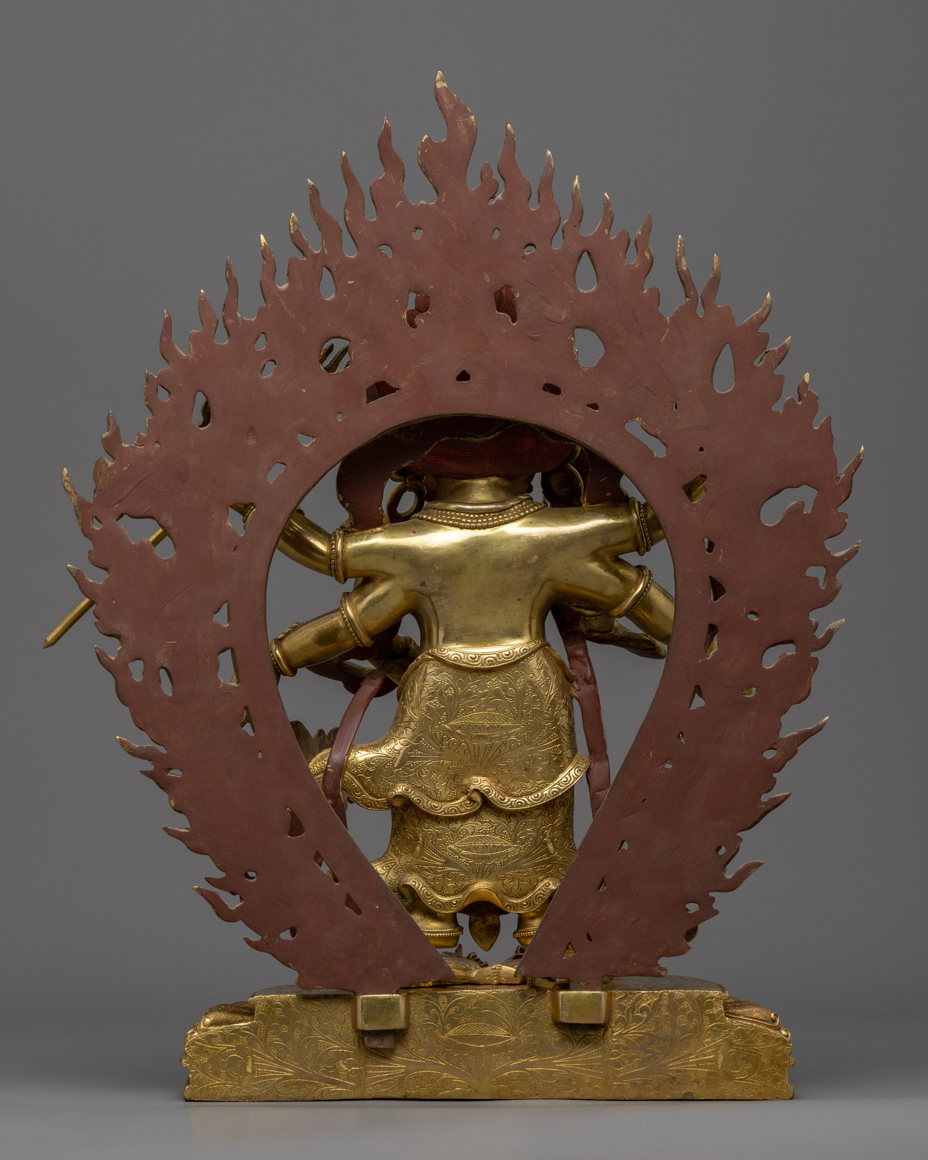 Wrathful Deity, White Mahakala Statue | Traditional Tibetan Buddhist Artwork