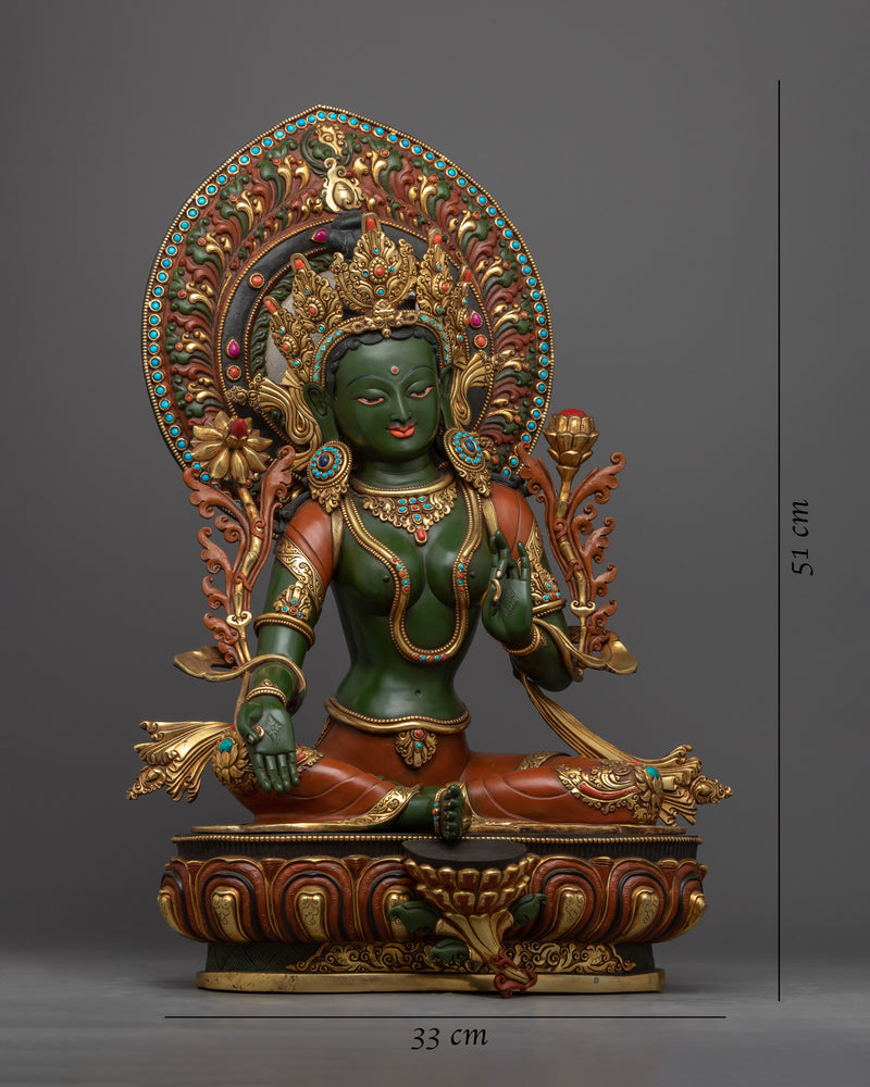 Green Tara Bodhisattva Statue for Meditation & Ritual | Himalayan Vajrayana Buddhist Artistry